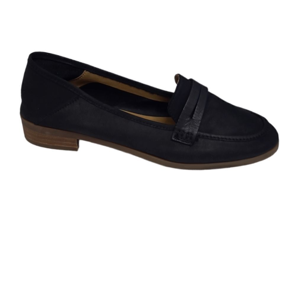 LUCKY BRAND black Caylon penny loafer leather slip on flats round toe 9.5